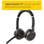 Jabra evolve 80 ms casque circum-aural stereo filaire - casque optimisé microsoft teams avec suppression active du bruit - câble