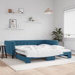 vidaXL Lit de jour avec lit gigogne bleu 100x200 cm velours