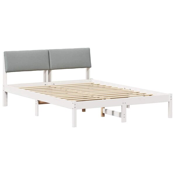vidaXL Cadre de lit avec tête de lit Blanc et gris clair 160 x 200 cm