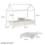 Lit Enfant avec Matelas Cadre de Lit Cabane Enfant 90x200 cm Blanc Avec Tiroirs