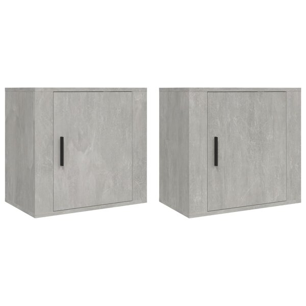 vidaXL Tables de chevet murales 2 Pièces Gris béton 50x30x47 cm