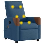 vidaXL Fauteuil inclinable de massage Bleu Tissu