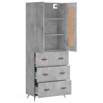 vidaXL Buffet haut Gris béton 69 5x34x180 cm Bois d'ingénierie