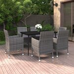 vidaXL Ensemble à dîner de jardin coussins 7 Pièces Résine tressée Verre
