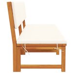 vidaXL Chaise longue 3-en-1 avec coussins crème en bois massif d'acacia