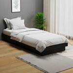 vidaXL Cadre de lit Noir Bois massif 75x190 cm Petit simple