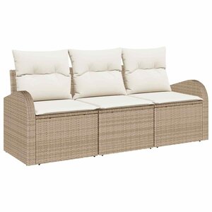 vidaXL Ensemble de canapé de jardin 3 Pièces Beige Poly rotin