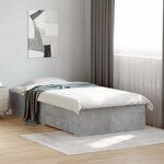 vidaXL Cadre de lit avec tiroirs sans matelas gris béton 75x190 cm