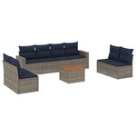 vidaXL Salon de jardin 9 Pièces avec coussins gris résine tressée