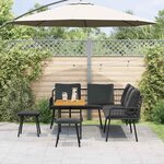 vidaXL Ensemble de canapé de jardin 4 Pièces Noir polyrotin