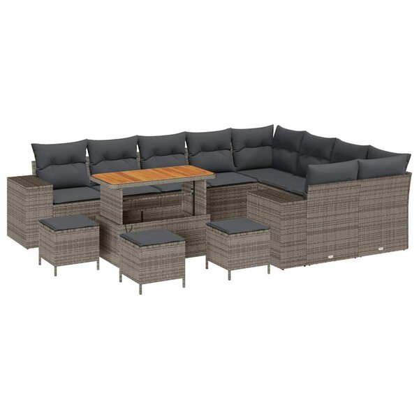 vidaXL Ensemble de canapé de jardin 13 Pièces Gris polyrotin
