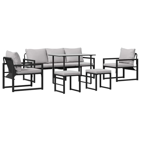 vidaXL Ensemble de canapé de jardin 6 Pièces Noir Acier
