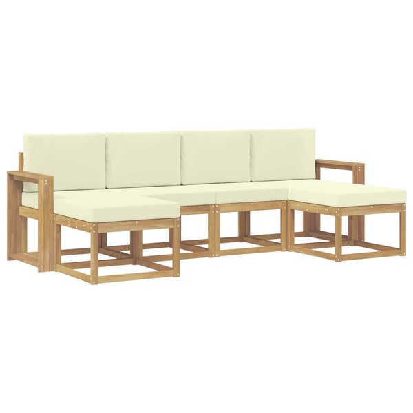 vidaXL Ensemble de canapés d'extérieur 6 pc Blanc et crème Polyester