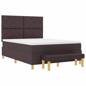 vidaXL Lit à ressorts avec matelas Marron foncé 140 x 200 cm tissu
