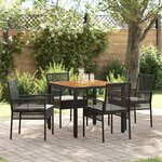 vidaXL Ensemble de salle à manger pour jardin 5 Pièces Noir Poly rotin