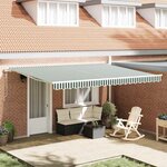 vidaXL Auvent Rétractable 450 × 300 cm Vert et blanc