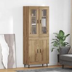vidaXL Haut Armoire 2 Pièces Chêne artisanal Bois Aggloméré et Verre