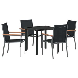 vidaXL Ensemble de salle à manger pour jardin 5 Pièces Noir