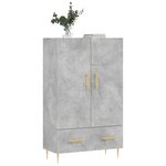 vidaXL Buffet haut gris béton 69 5x31x115 cm bois d'ingénierie