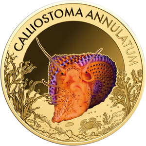 Monnaie VIOLET-BANDED TOP SNAIL Sea Creatures 1/1000 Oz Or 3000 Francs Chad