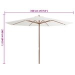 vidaXL Parasol d'extérieur avec mât en bois 350 cm Blanc sable