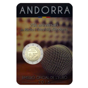 2 euros commémorative Andorre 2016 BU - Radio et Télévision.