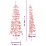 vidaXL Demi sapin de Noël artificiel mince avec support Rose 120 cm