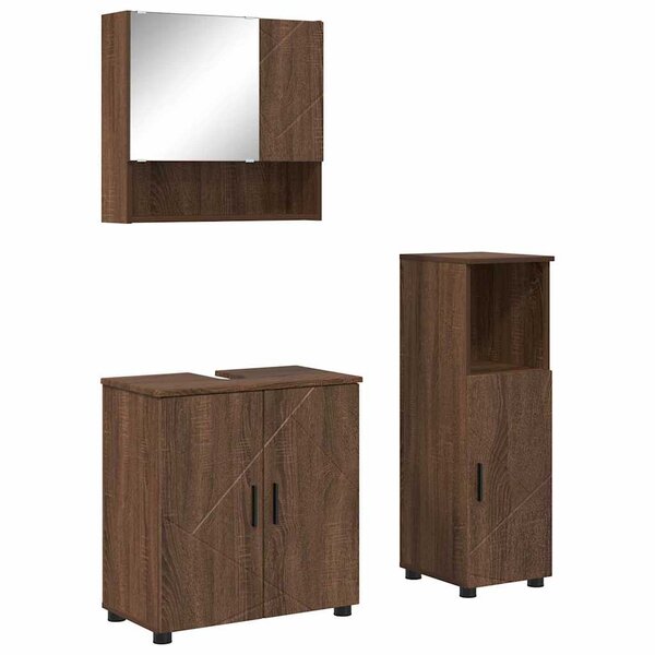 vidaXL Ensemble de mobilier de salle de bain 3 Pièces Chêne brun