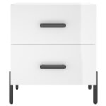 vidaXL Tables de chevet 2 Pièces blanc brillant 40x35x47 5 cm