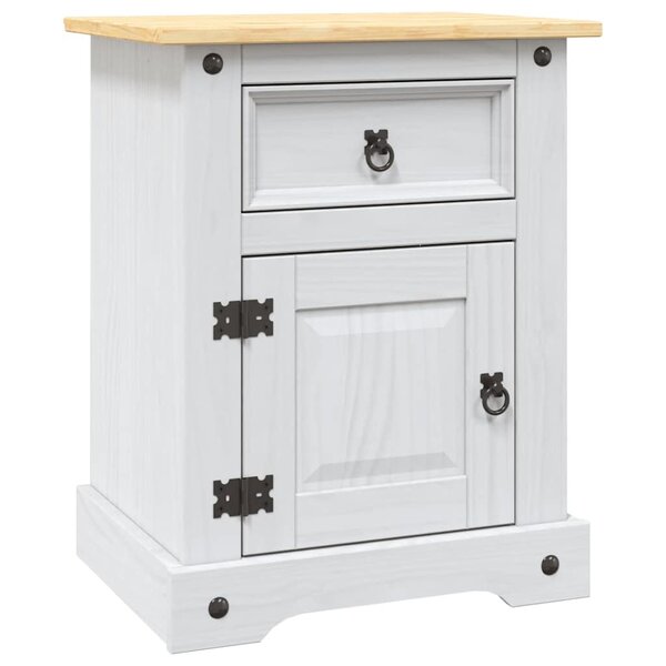 vidaXL Table de chevet Gamme Corona pin mexicain Blanc 53x39x67 cm