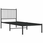 vidaXL Cadre de lit métal sans matelas avec tête de lit noir 75x190 cm