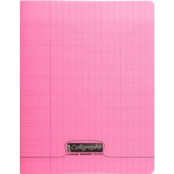 Cahier 32 pages seyès 90 g  couverture polypropylène rouge  format 17 x 22 cm  CALLIGRAPHE