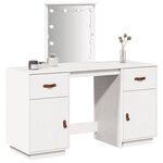 vidaXL Ensemble de coiffeuse avec LED Blanc Bois de pin solide