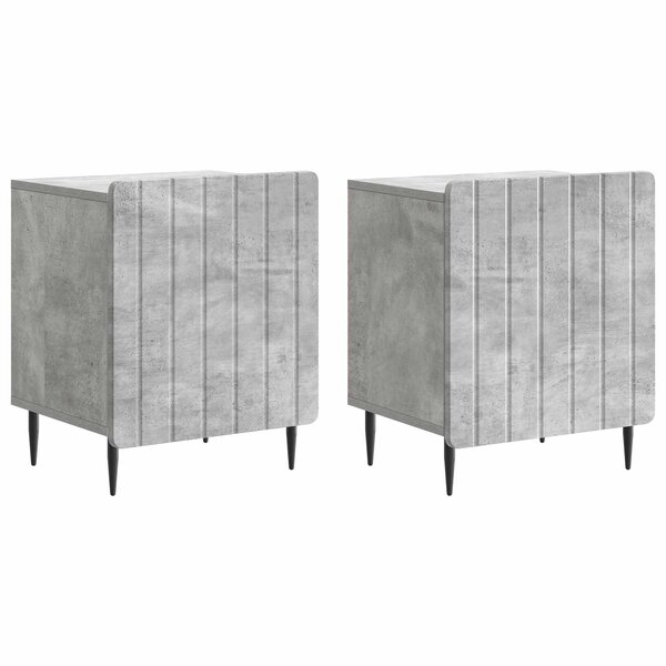 vidaXL Cabinet de chevet 2 Pièces Gris béton 43 x 34 5 x 52 cm