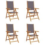 vidaXL Chaises inclinables de jardin lot de 4 tissu et bois massif