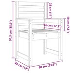 vidaXL Chaises de jardin lot de 2 blanc 60x48x91 cm bois massif de pin