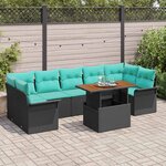 vidaXL Ensemble de canapé de jardin 8 Pièces Noir Poly rotin