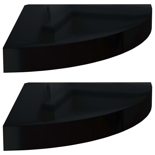 vidaXL Étagères d'angle flottantes 2Pièces noir brillant 25x25x3 8cm MDF