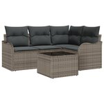 Ensemble de canapés de jardin vidaXL 4 pièces avec coussins en poly rattan noir