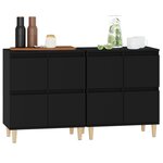 vidaXL Buffets 2 Pièces noir 60x35x70 cm bois d'ingénierie