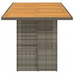 vidaXL Table de jardin et dessus en bois d'acacia gris résine tressée