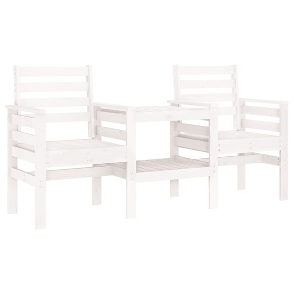 vidaXL Banc de jardin avec table 2 places blanc bois massif de pin