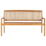 vidaXL Banc 3 places empilable de jardin 159 cm Bois de teck solide