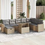 vidaXL Salon de jardin avec coussins 9 Pièces beige résine tressée