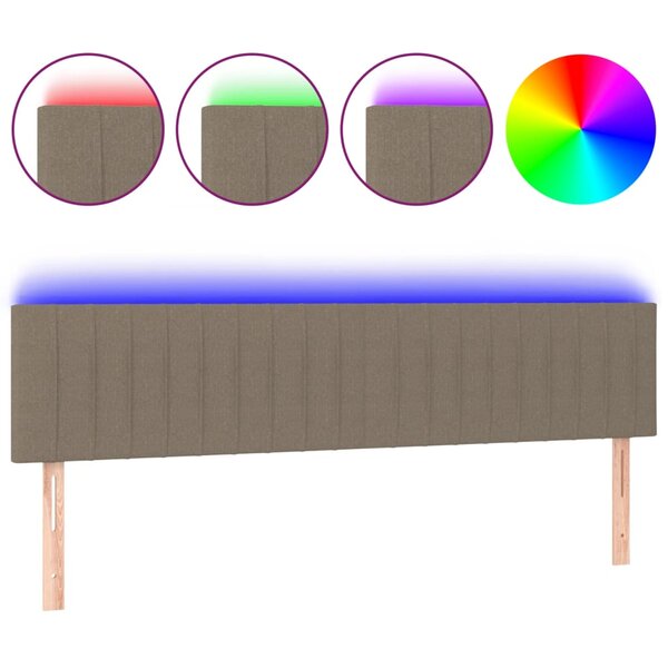 vidaXL Tête de lit à LED Taupe 180x5x78/88 cm Tissu
