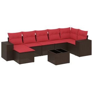 vidaXL Salon de jardin 8 Pièces avec coussins marron résine tressée