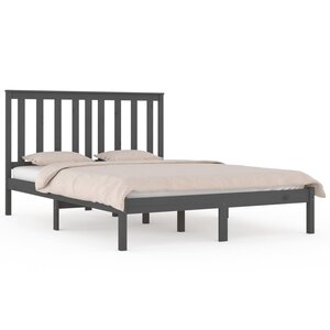 vidaXL Cadre de lit sans matelas gris bois massif 200x200 cm