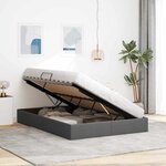 vidaXL Lit de Rangement avec tête de lit Gris foncé 135 x 190 cm tissu