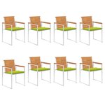 vidaXL Chaises de jardin 8 Pièces avec coussins Bois d'acacia solide