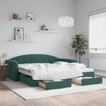 vidaXL Lit de jour et gigogne et tiroirs vert foncé 100x200 cm velours
